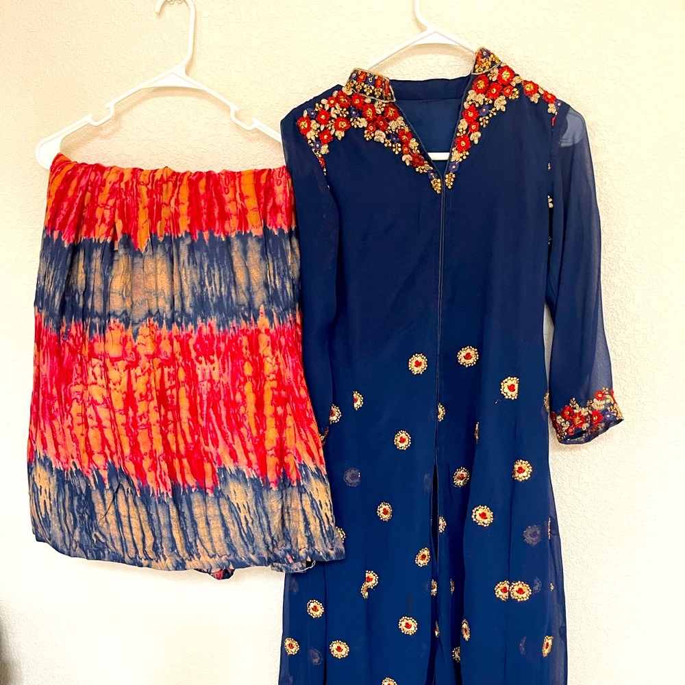 Beautiful Blue Shirt with skirt and Duppata